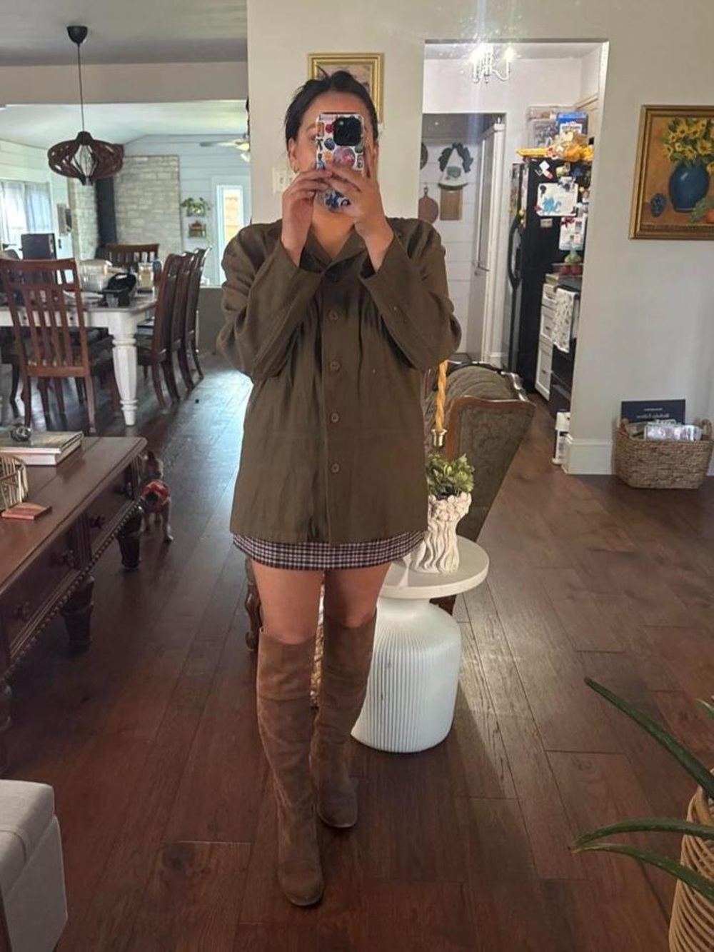 Olive Utility Shirt Dress - Women